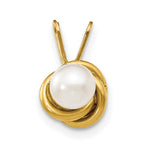 14k Madi K White Round Freshwater Cultured Pearl Love Knot Pendant