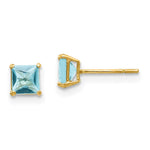 14k Madi K Blue Topaz Square Post Earrings