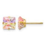 14k Madi K Square Multi-color CZ Post Earrings