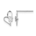 14k White Gold Madi K Heart with Butterfly Post Earrings
