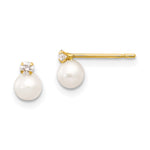 14k Madi K 5- Near Round FW Cultured Pearl CZ Post Earrings