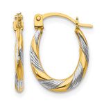 14k and White Rhodium Madi K 2x Twist Oval Hoop Earrings