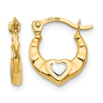 14K and White Rhodium Madi K Heart Hollow Hoop Earrings