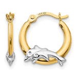14K and White Rhodium Madi K Dolphin Hoop Earrings