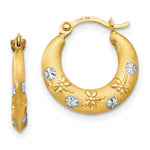 14K and White Rhodium Madi K 3x Diamond-cut Hoop Earrings