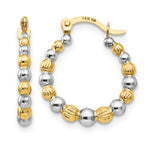 14K and White Rhodium Madi K 2x Beaded Hoop Earrings