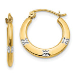 14K and White Rhodium Madi K 3x Diamond-cut Flowers Hollow Hoop Earrings