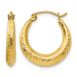 14k Madi K Textured 3x Hollow Hoop Earrings