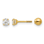 14k Madi K Polished Reversible Ball and CZ Screwback Post Earrings