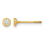 14k Madi K Polished CZ Bezel Screwback Post Earrings