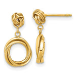 14k Madi K Polished Love Knot with Small Fancy Dangle Post Earrings