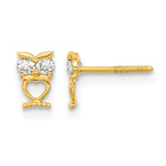 14k Madi K Owl with CZ Eyes Screwback Post Earrings