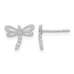 14k White Gold Madi K Polished CZ Dragonfly Post Earrings
