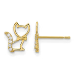 14k Madi K Kitten with CZ Tail Post Earrings