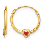 14k Madi K Polished Red Enameled Heart Hoop Earrings