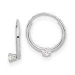 14k Madi K White Gold Polished CZ on Small Endless Hoops