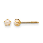 14k Madi K 2- White Round Freshwater Cultured Pearl Screwback Post Earrings