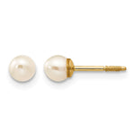 14k Madi K 3- White Round Freshwater Cultured Pearl Screwback Post Earrings