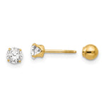 14k Madi K Polished Reversible CZ & Ball Earrings