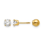 14k Madi K Polished Reversible CZ and Ball Post Screwback Earrings