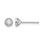14k White Gold Madi K Bezel-Set Round CZ Post Earrings