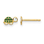 14k Madi K Green and White Enamel Turtle Post Earrings
