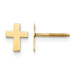 14k Madi K Polished Tiny Cross Silicone Comfort Screwback Earrings