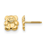 14k Madi K Polished Teddy Bear Screwback Post Earrings
