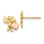 14k Madi K Polished & Rhodium Cupid Heart Post Earrings
