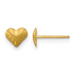 14k Madi K Diamond-Cut and Satin Puffed Heart Post Earrings