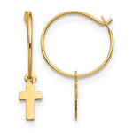 14k Madi K Endless Hoop with Small Cross Dangle Earrings