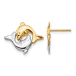 14k and White Rhodium Madi K Two Dolphins Post Earrings