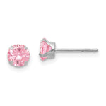 14k White Gold Madi K Pink CZ Post Earrings