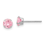 14k White Gold Madi K Round Pink CZ Post Earrings