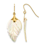 14k Madi K Mother of Pearl Leaf Dangle French Hook Earrings