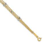 14K Two-Tone Triple Strand Beaded Bracelet
