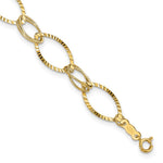 14K Polished and Textured Fancy Oval Link Bracelet