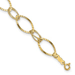14K Polished and Textured Fancy Oval Link Bracelet