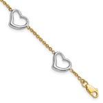 14K Two-tone Open Hearts Bracelet