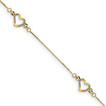 14K Fancy Textured Open Heart 3-Station Bracelet