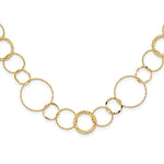 14K Polished Diamond-cut and Textured Circles Necklace