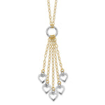 14K Two-Tone Heart Drop Necklace Plus Extender