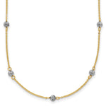14K Two-tone Diamond-cut Beads Station Necklace Plus Extender