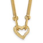 14K Gold Fancy Franco Diamond Cut Puff Heart Ext Necklace