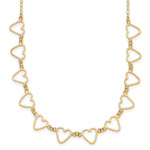 14K Open Flat Hearts Necklace Plus Extender