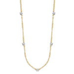 14K Two-tone Diamond-cut Stars with Oval Chain Station Necklace Plus Extender