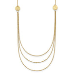 14K 3 Layer Ropa Chain Texture Side Circles W/ Ext Necklace