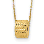 14K Rope Chain with Textured Barrel Bead Necklace Plus Extension