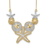 14k with White Rhodium Diamond-cut Starfish and Sand Dollar Necklace