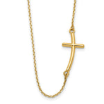 14k Polished Large Sideways Curved Cross Necklace